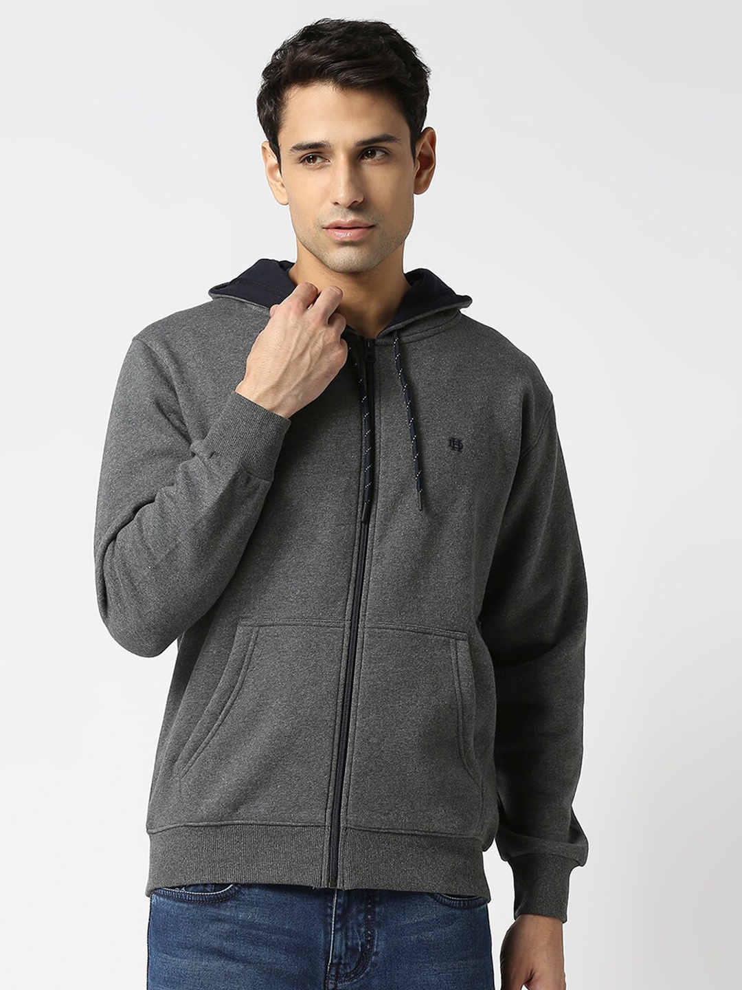 

DRAGON HILL Front -Open Hooded Sweatshirt, Grey