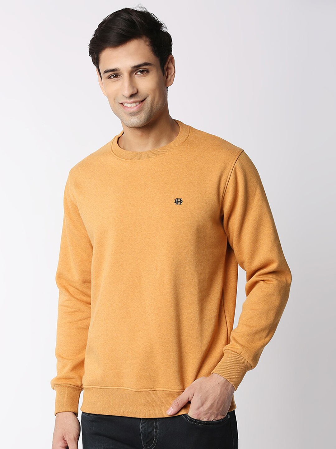 

DRAGON HILL Round Neck Fleece Sweatshirt, Mustard