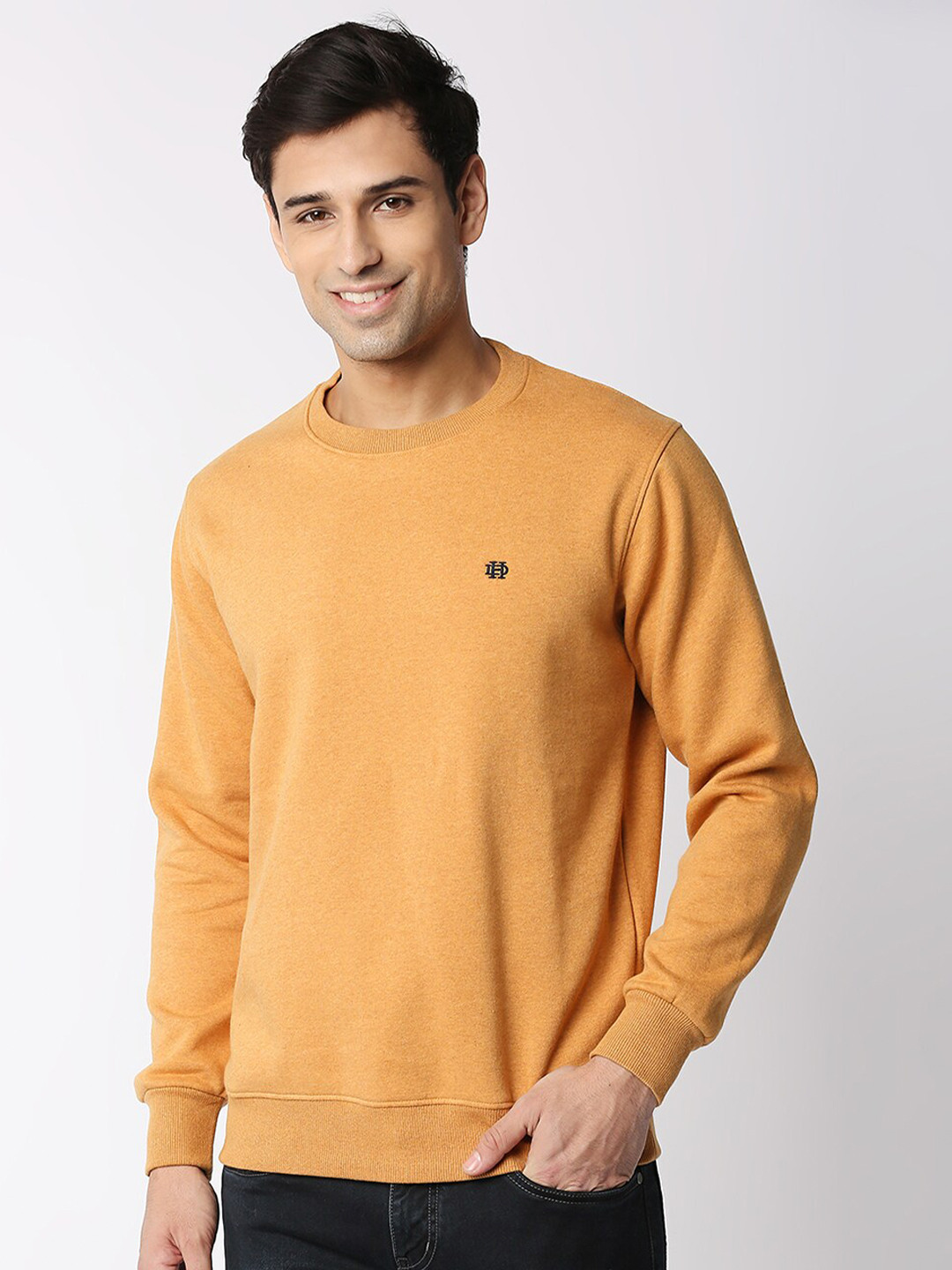 

DRAGON HILL Plus Size Round Neck Fleece Sweatshirt, Mustard