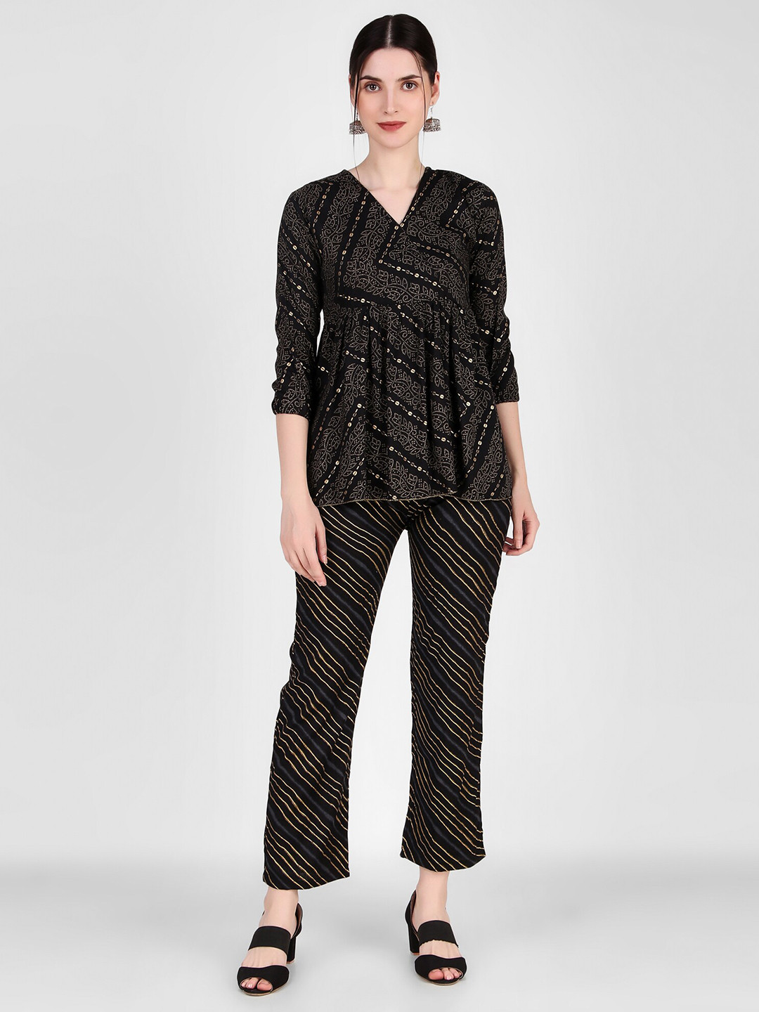 

FNOCKS Printed Cotton Co-Ords, Black