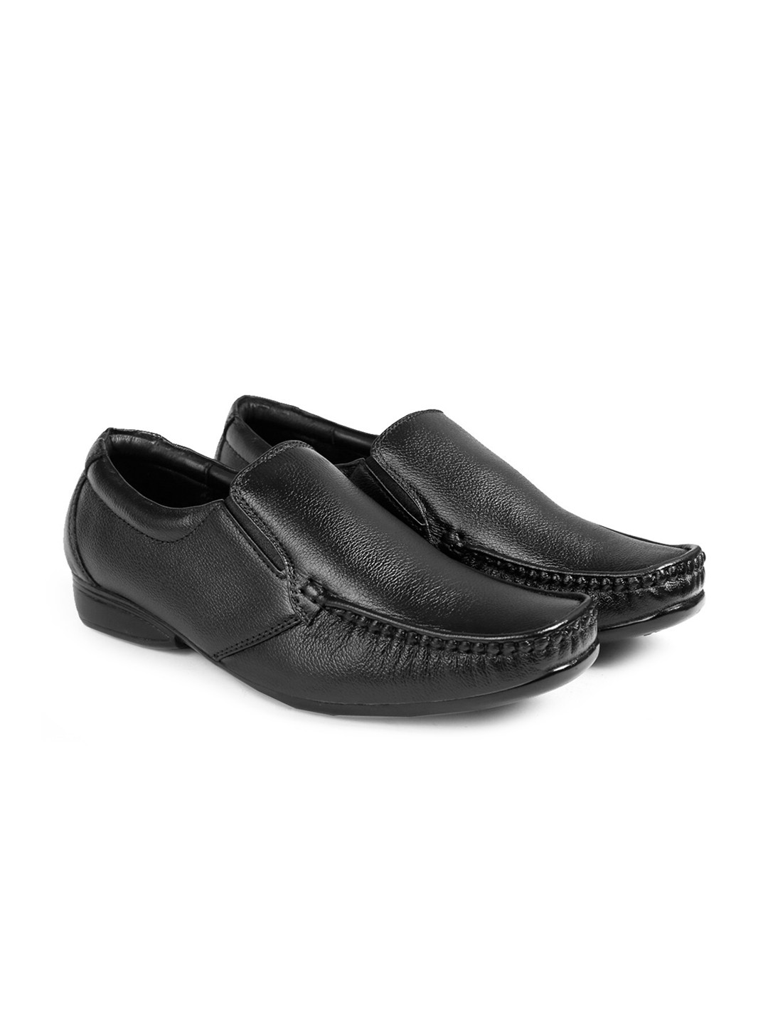 

Bxxy Men Textured Leather Formal Slip-On Shoes, Black