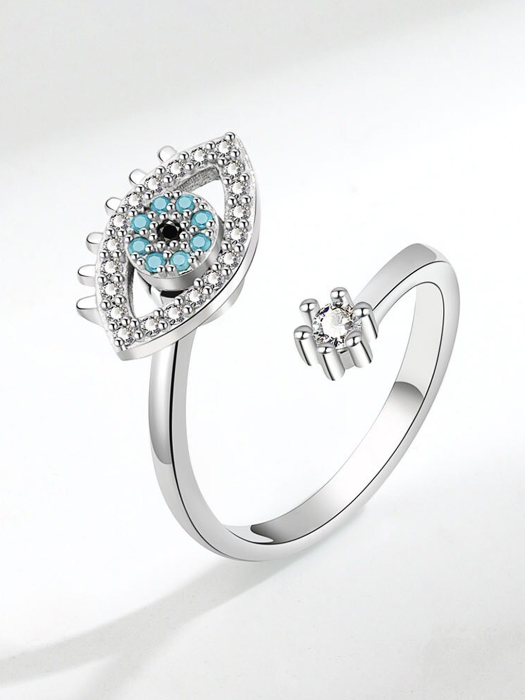 

MYKI Silver-Plated CZ Stone-Studded Finger Ring