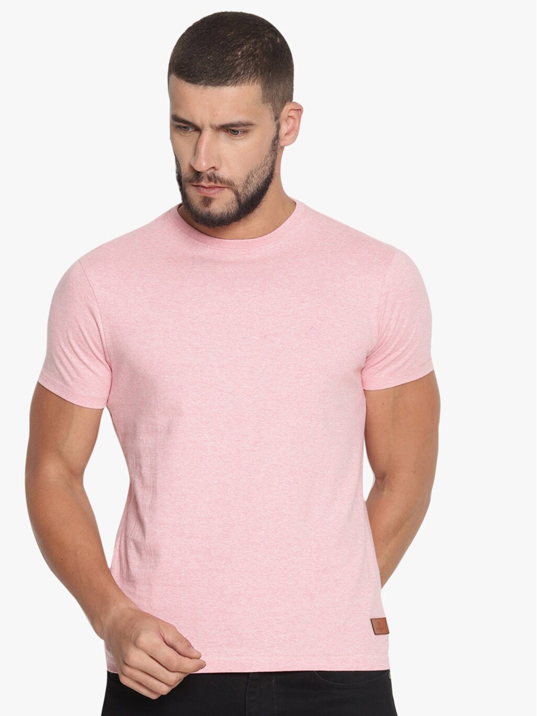 

Steenbok Round Neck Short Sleeve Slim Fit Cotton T-shirt, Pink