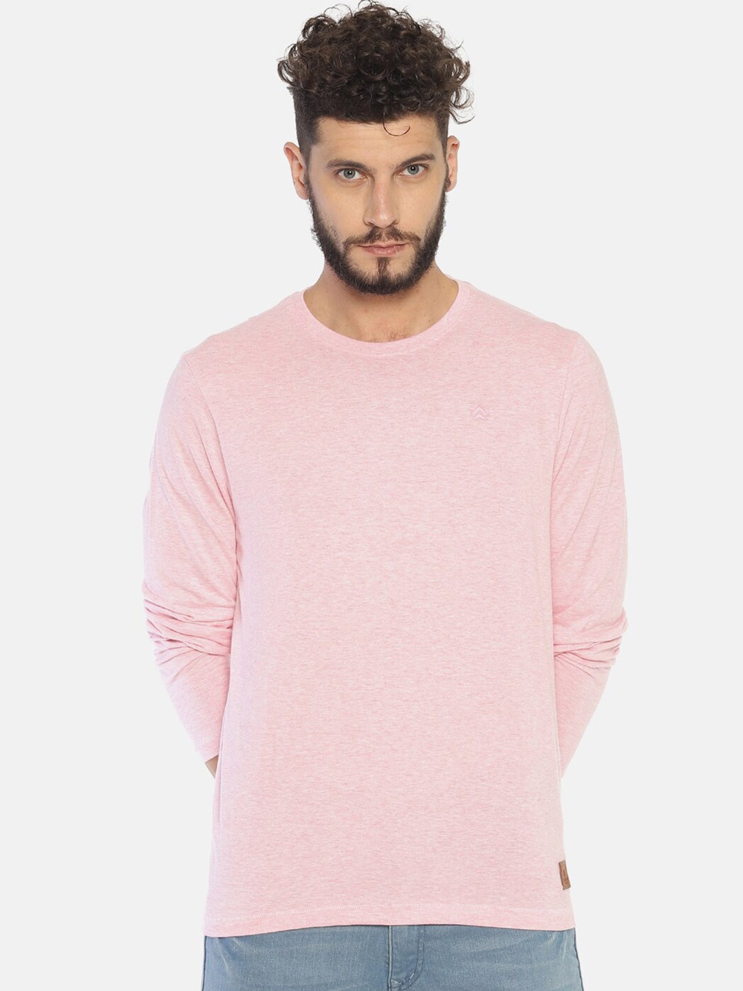 

Steenbok Round Neck Long Sleeves Slim Fit Cotton T-shirt, Pink