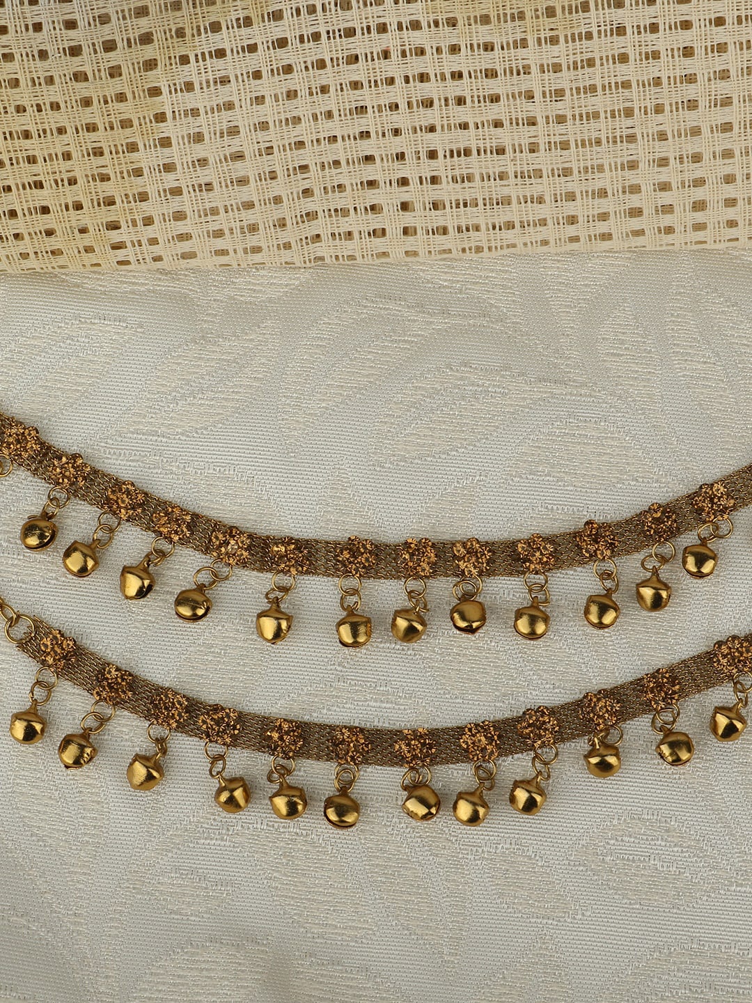 

ANIKAS CREATION Gold Plated Stone Studded Ghungroo Anklets