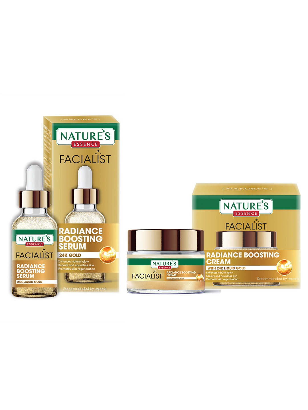 

Natures Essence Facialist Radiance Boosting Face Cream 45g & Face Serum 30 ml, Gold