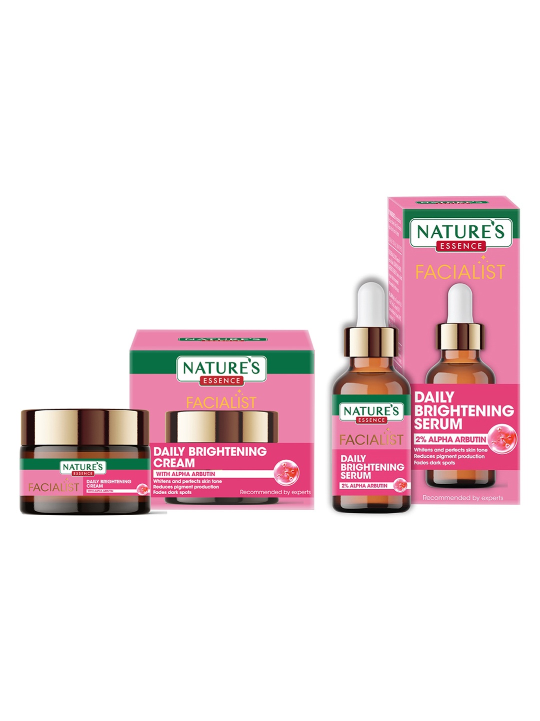

Natures Essence Facialist Daily Brightening Face Cream 45g & Face Serum 30 ml, Pink