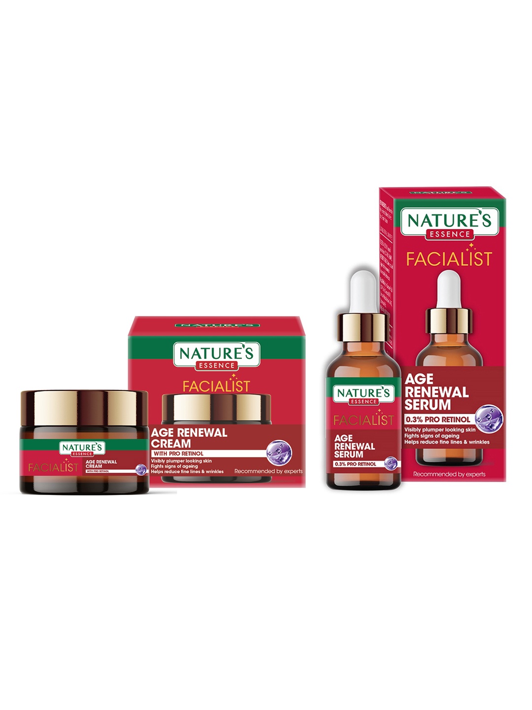 

Natures Essence Facialist Age Renewal Set of Face Serum - 30 ml & Face Cream - 45 g, Red