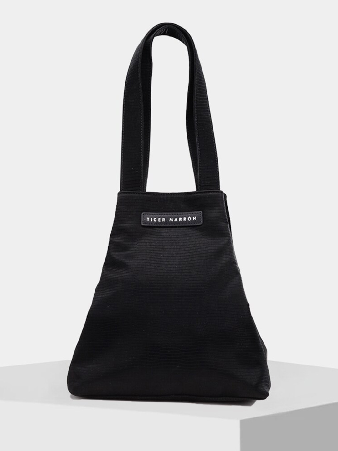 

TIGER MARRON Textured Bucket Shoulder Bag, Black