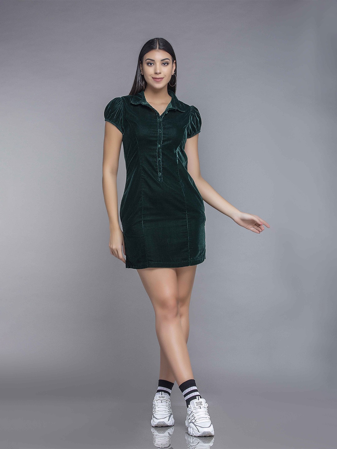 

MKOAL Velvet Sheath Mini Dress, Green