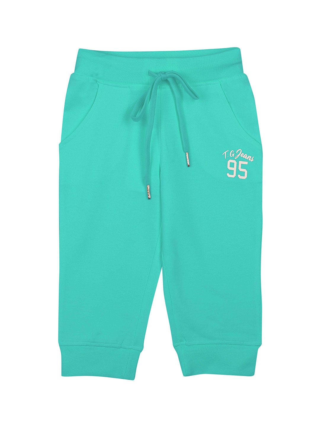 

Tiny Girl Mid-Rise Cotton Joggers, Sea green