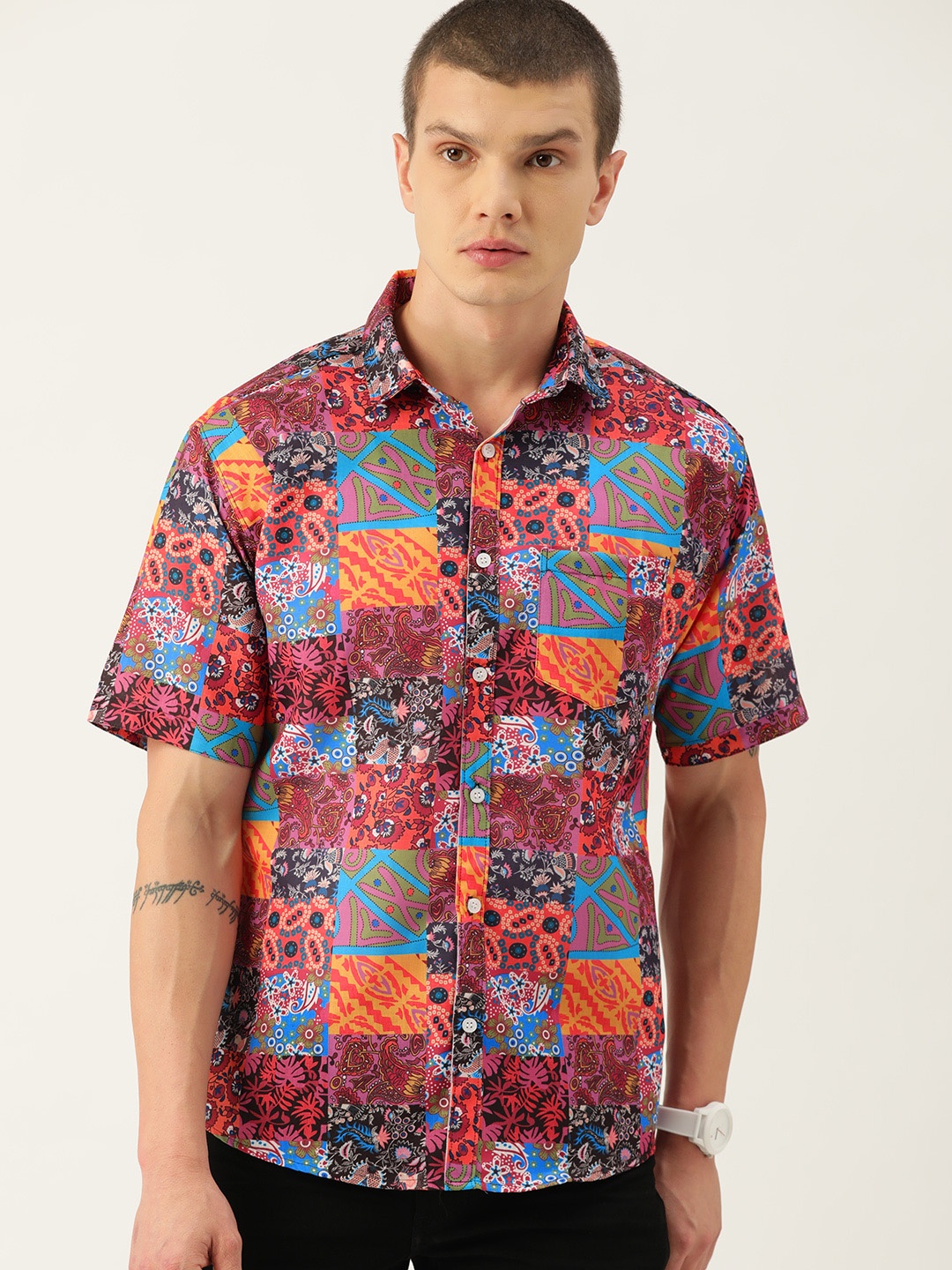 

Kook N Keech Men Pink Relaxed Opaque Printed Casual Shirt