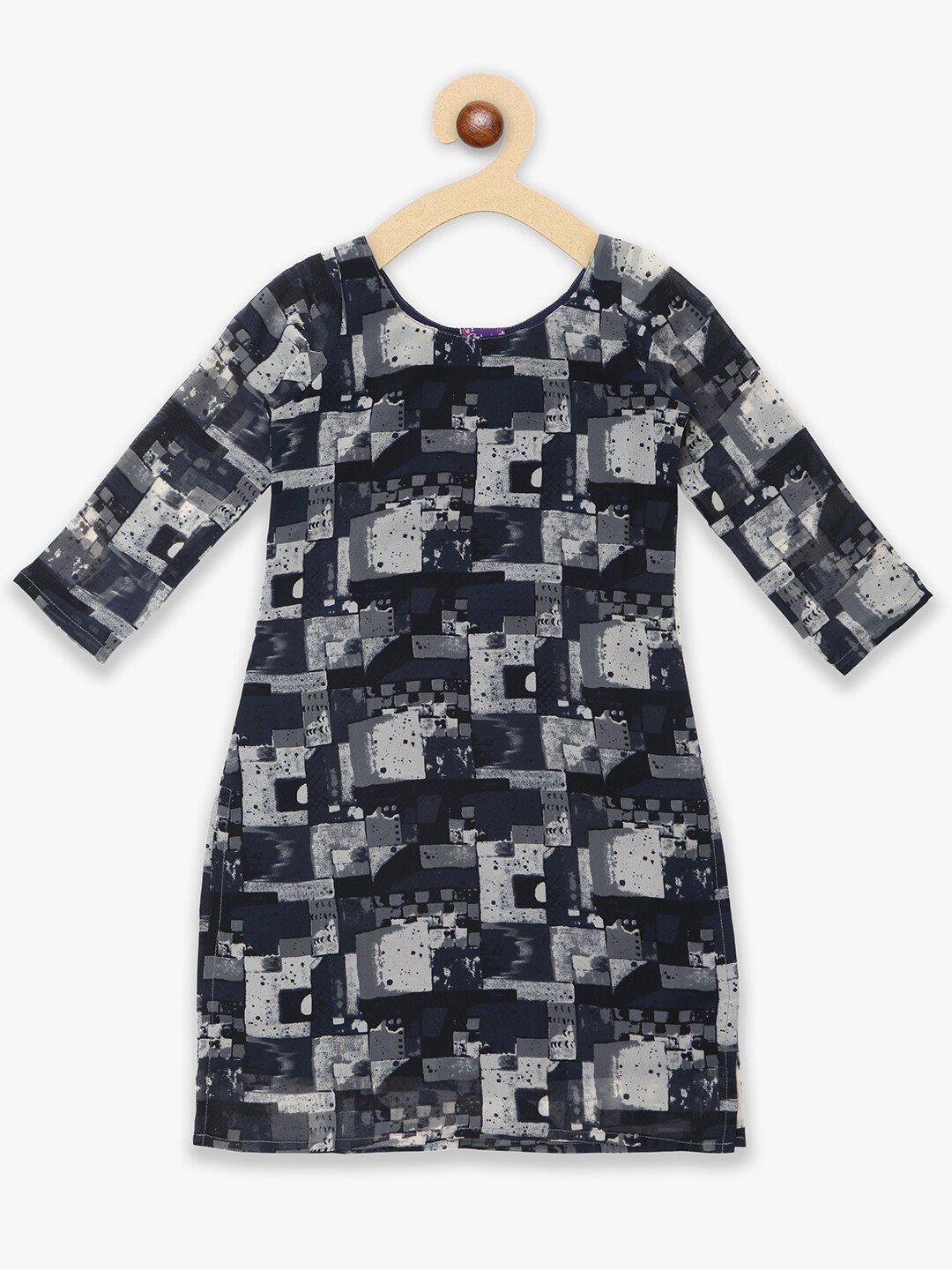 

YK Girls Abstract Printed Straight Kurti, Black