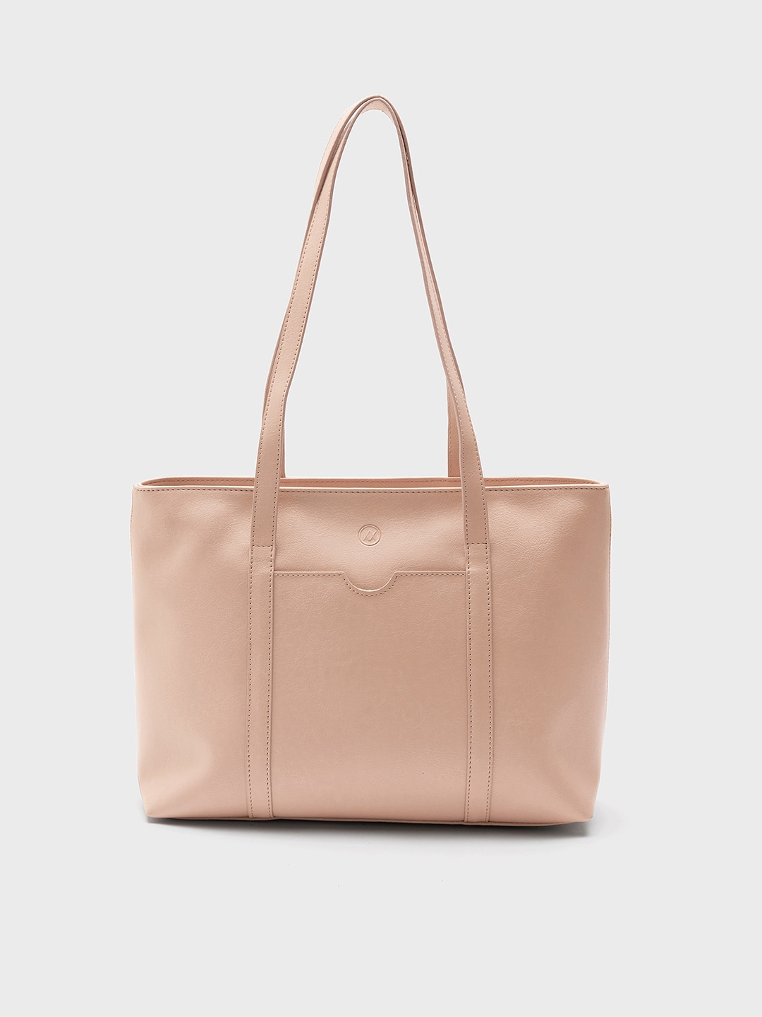 

20Dresses Nude-Coloured Textured Structured Tote Bag