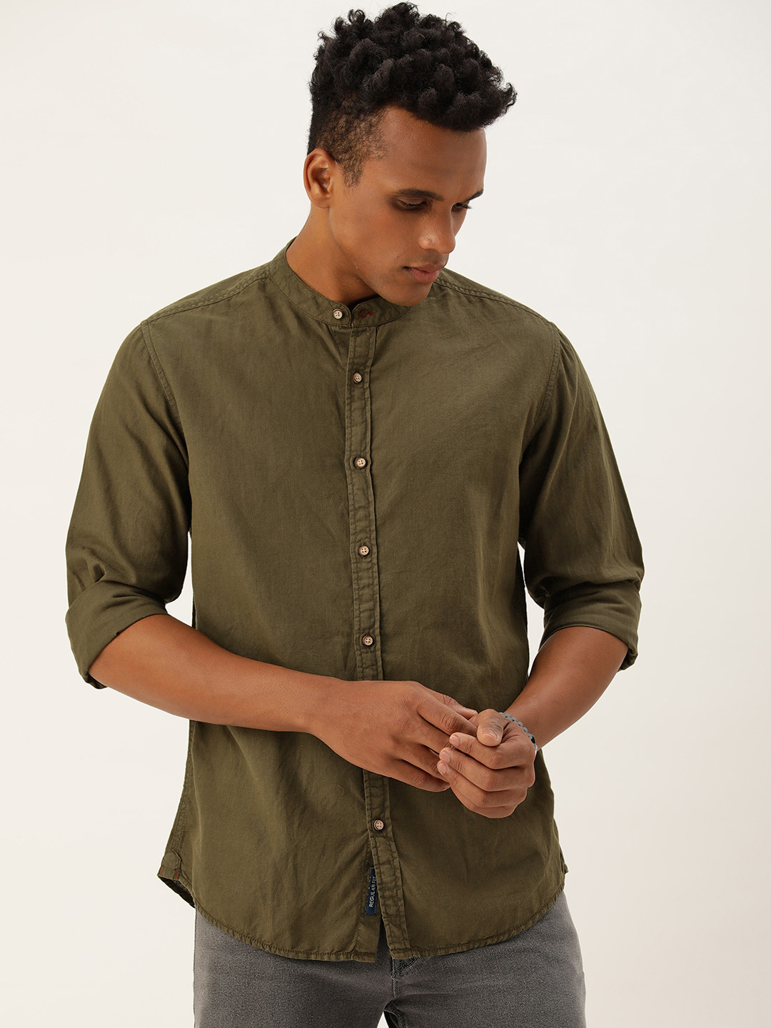 

Bene Kleed Regular Fit Cotton Linen Casual Shirt, Green