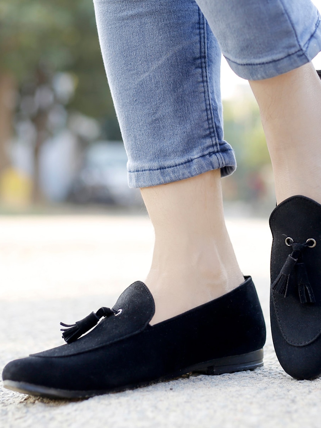 

Bxxy Men Slip-On Tassel Loafers, Black