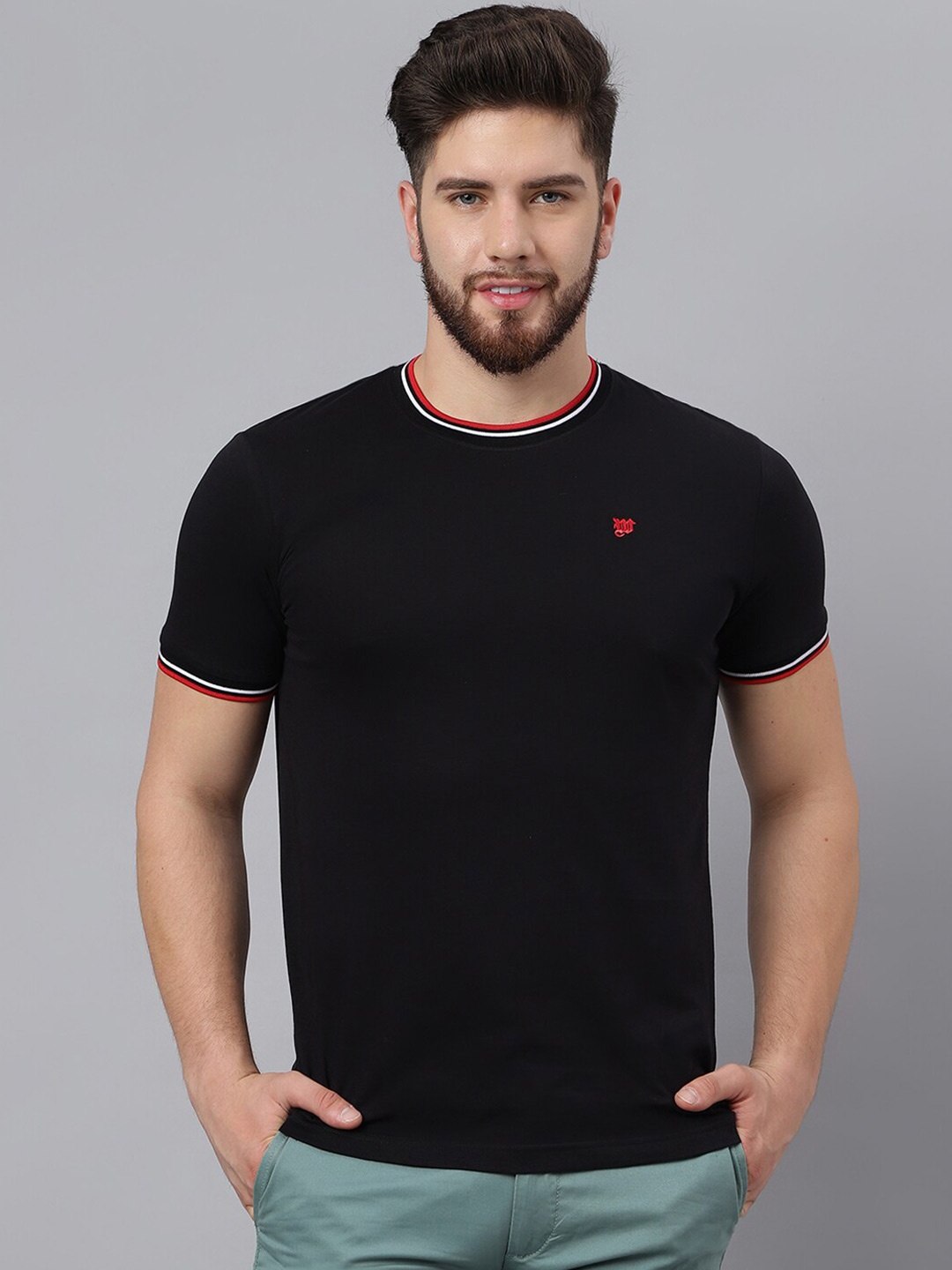

Woods Round Neck Short Sleeve Relaxed Fit Cotton T-shirt, Blue