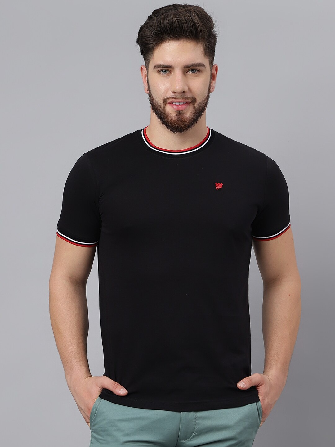 

Woods Round Neck Pure Cotton Casual T-Shirt, Black