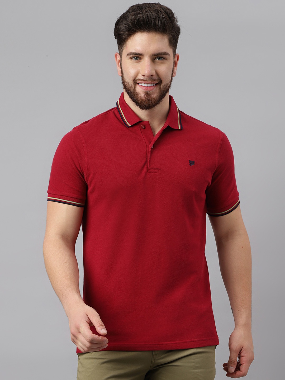 

Woods Polo Collar Pure Cotton Relaxed Fit T-shirt, Red