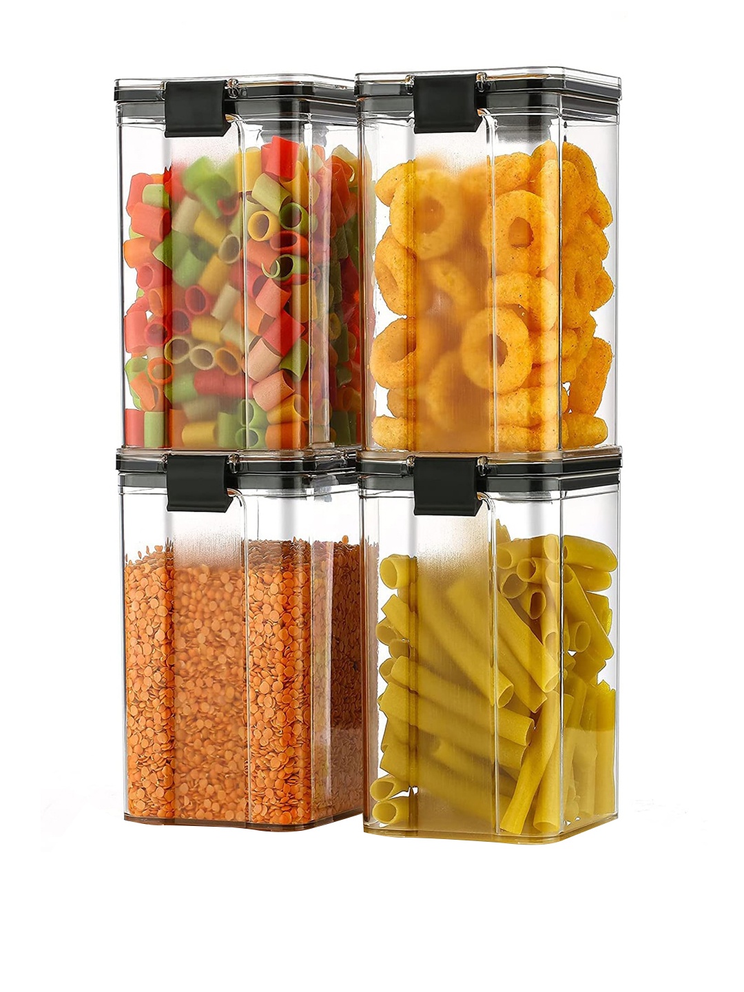 

DALUCI 4-Pcs Transparent Air Tight Square Containers 1.1 L
