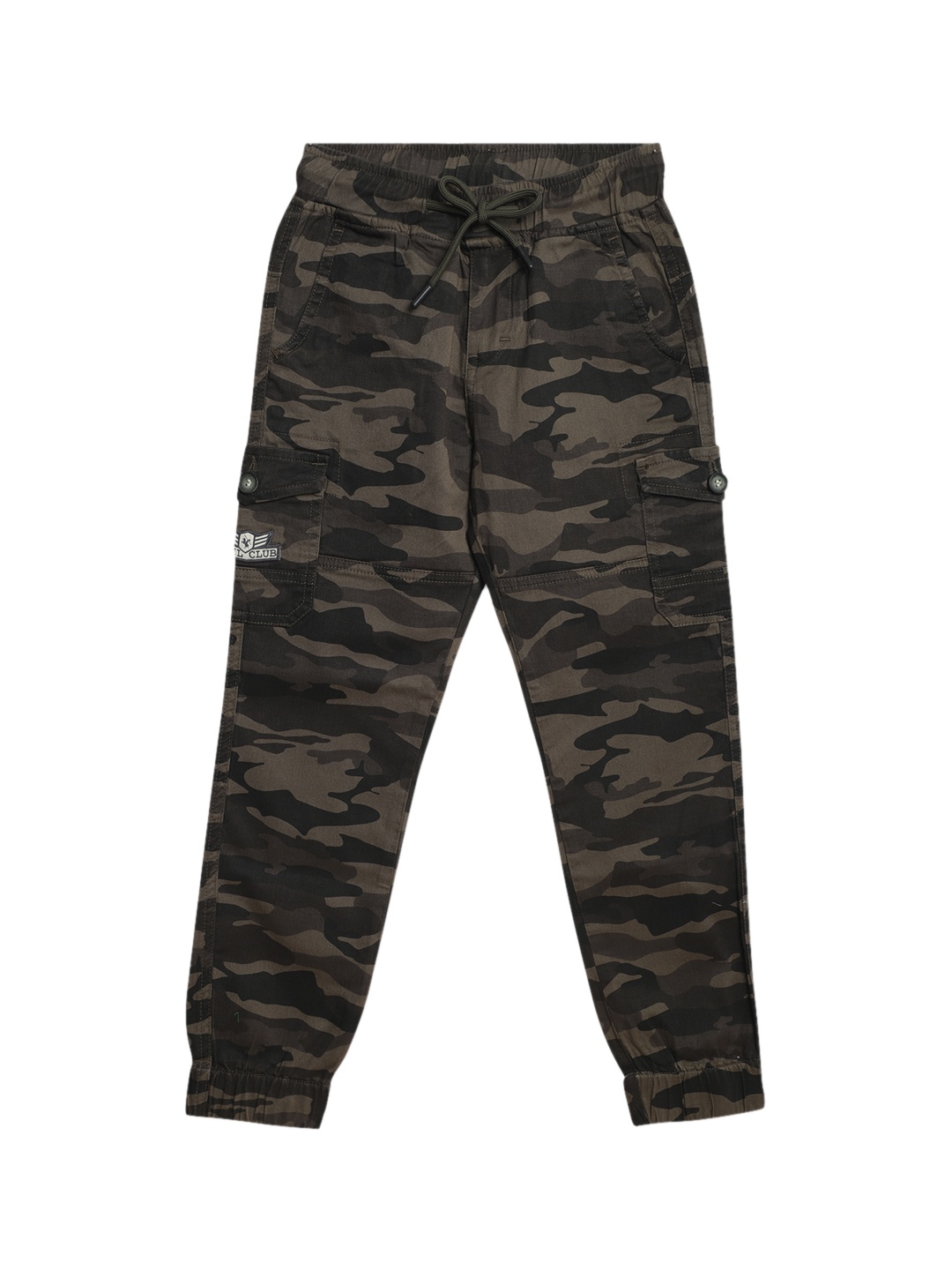 

Cantabil Boys Camouflage Printed Mid-Rise Joggers Trousers, Olive