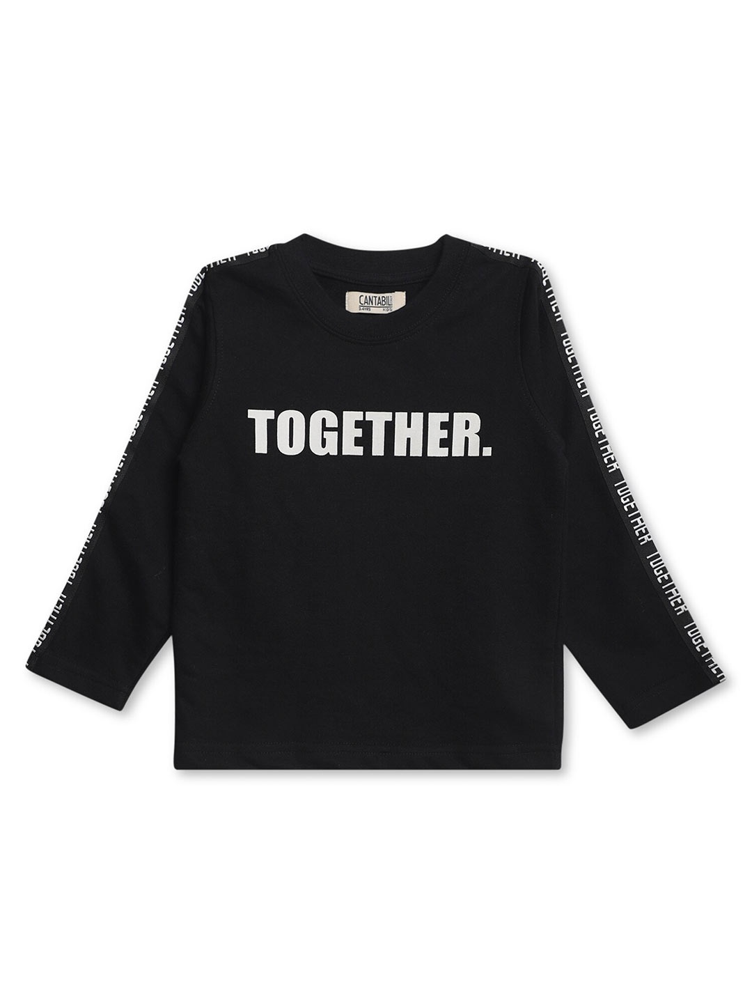 

Cantabil Boys Typography Printed Cotton T-shirt, Black