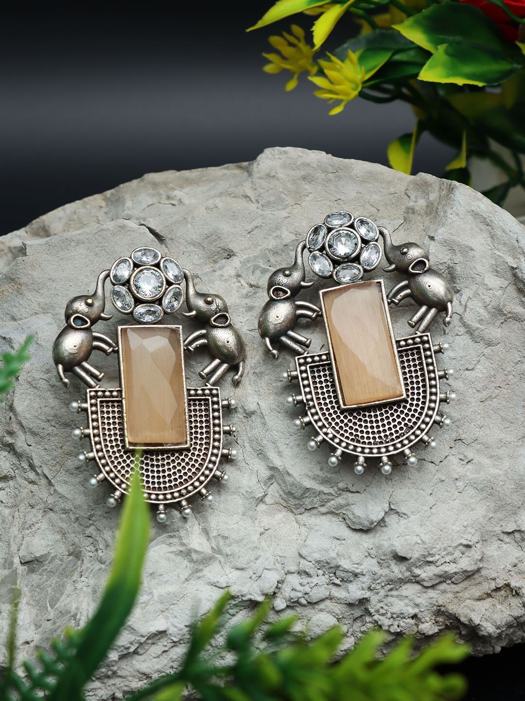 

Ozanoo Silver-Plated Elephant Shaped Studs Earrings