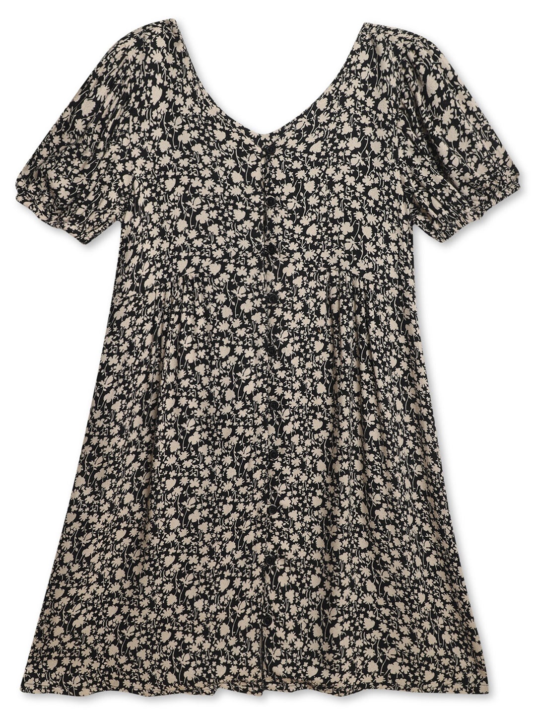 

Cantabil Girls Floral Print Fit & Flare Dress, Black