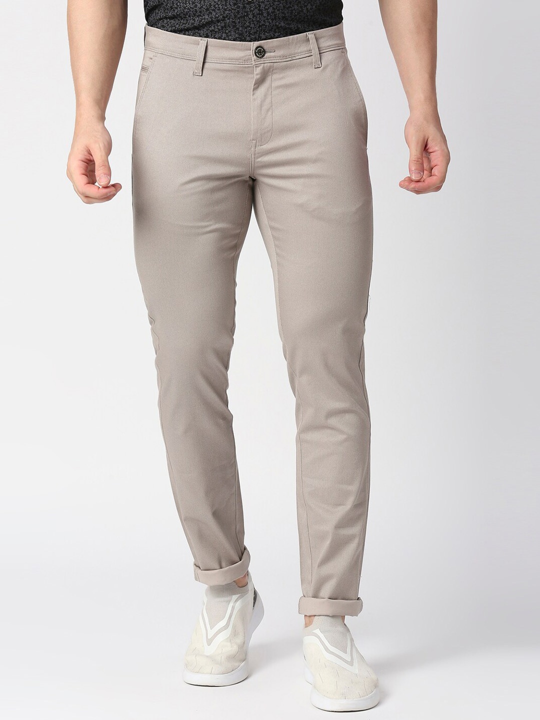 

DRAGON HILL Men Mid-Rise Slim Fit Cotton Chinos, Beige