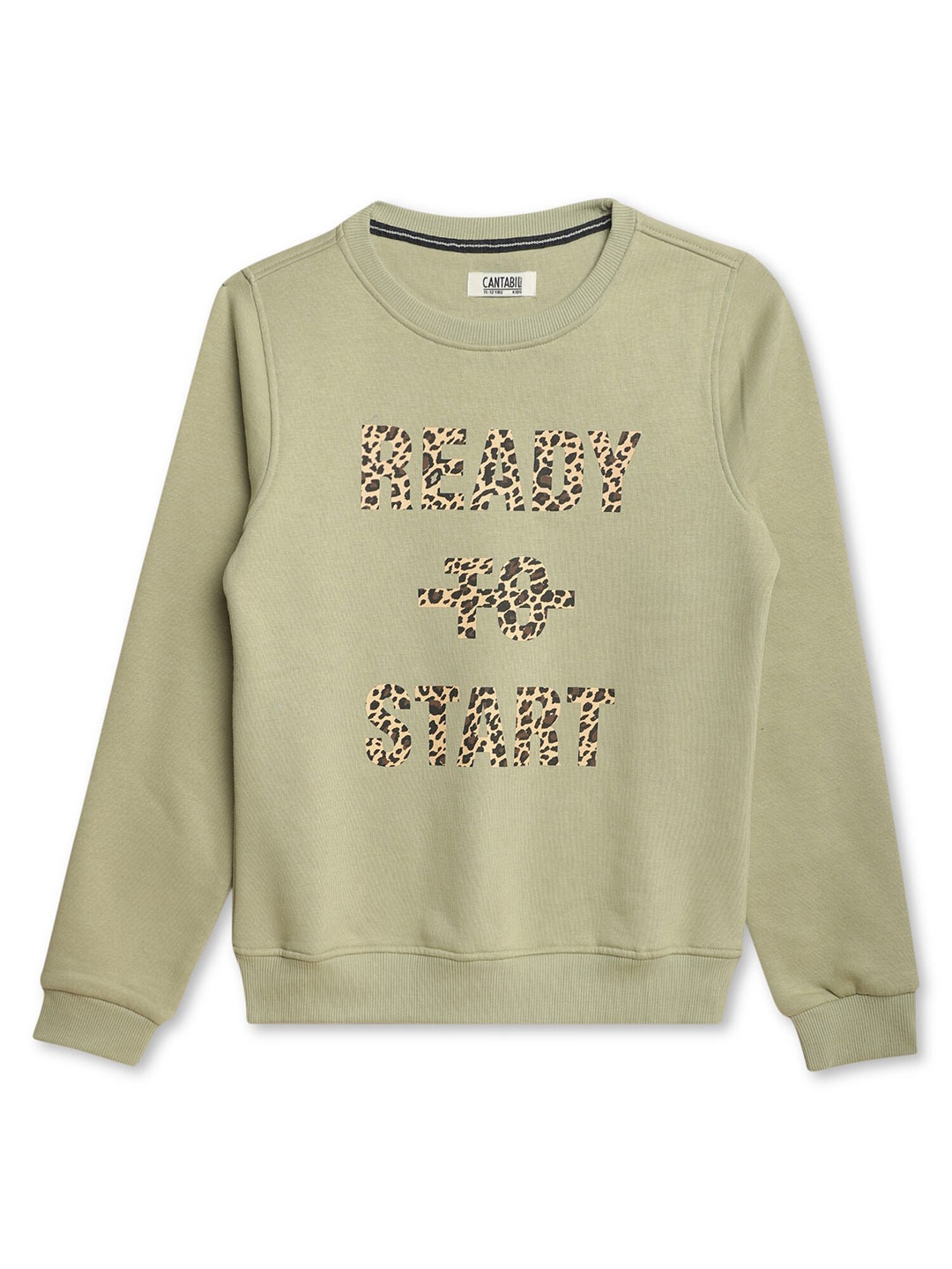 

Cantabil Girls Typography Printed Fleece Sweatshirt, Green