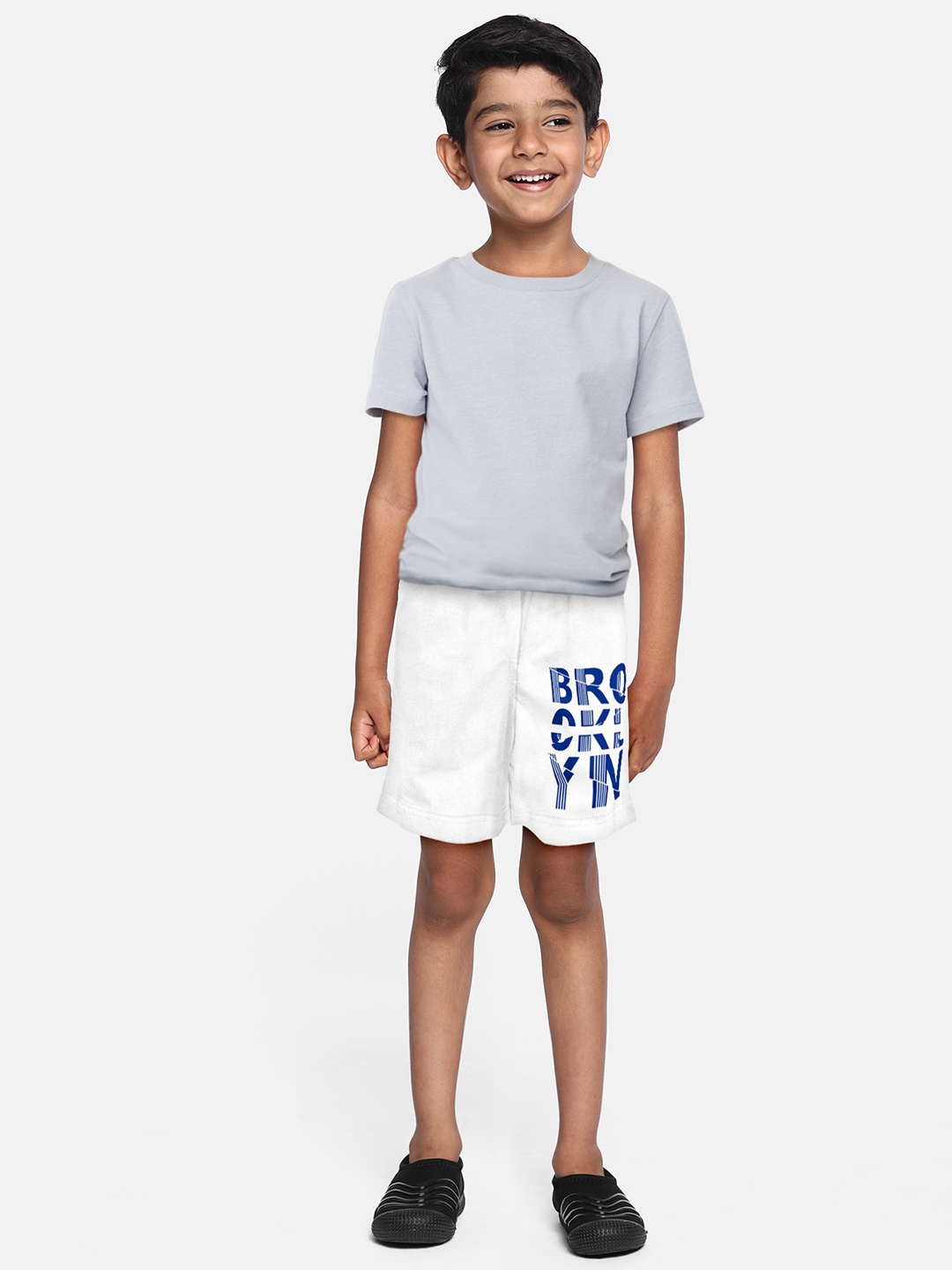 

A.T.U.N. Boys Typography Printed Cotton Shorts, White