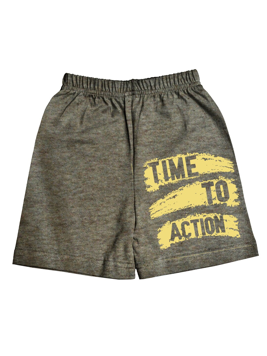 

A.T.U.N. Boys Typography Printed Mid-Rise Knee Length Cotton Shorts, Grey melange