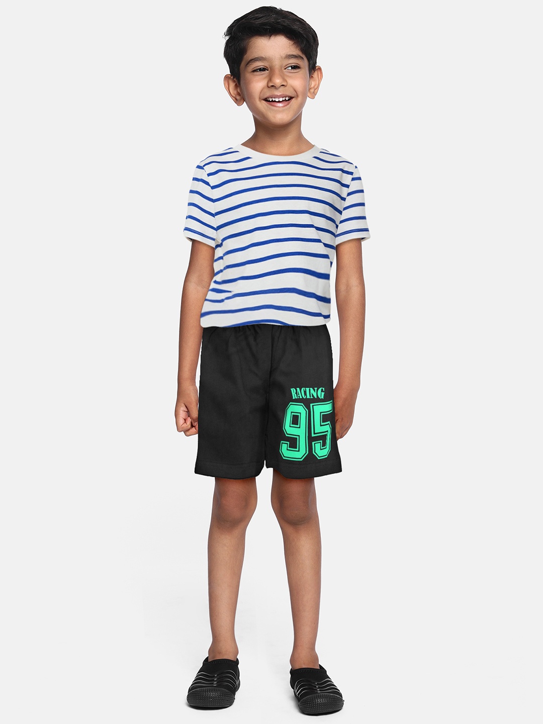

A.T.U.N. Kids Boys Typography Printed Cotton Shorts, Black