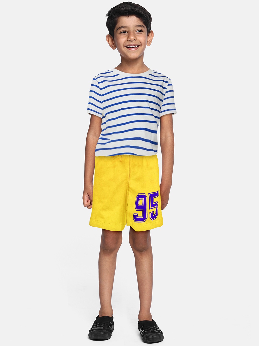 

A.T.U.N. Boys Typography Printed Mid Rise Cotton Shorts, Yellow