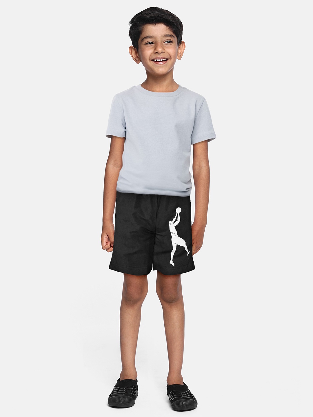 

A.T.U.N. Boys Mid-Rise Graphic Printed Casual Shorts, Black