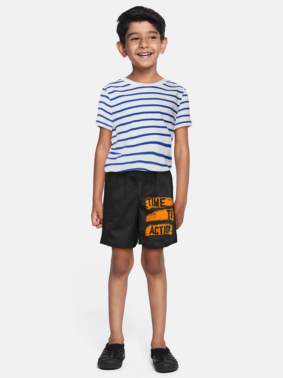 

A.T.U.N. Boys Typography Printed Mid-Rise Cotton Shorts, Black