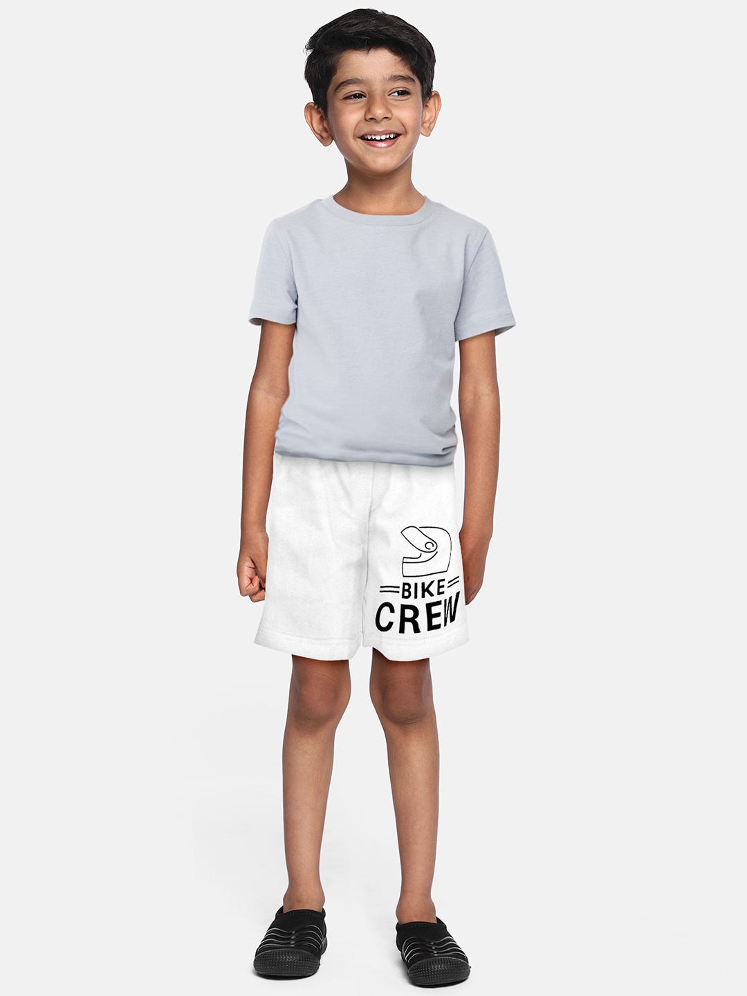 A.T.U.N. Boys Typography Printed Mid-Rise Cotton Shorts, White