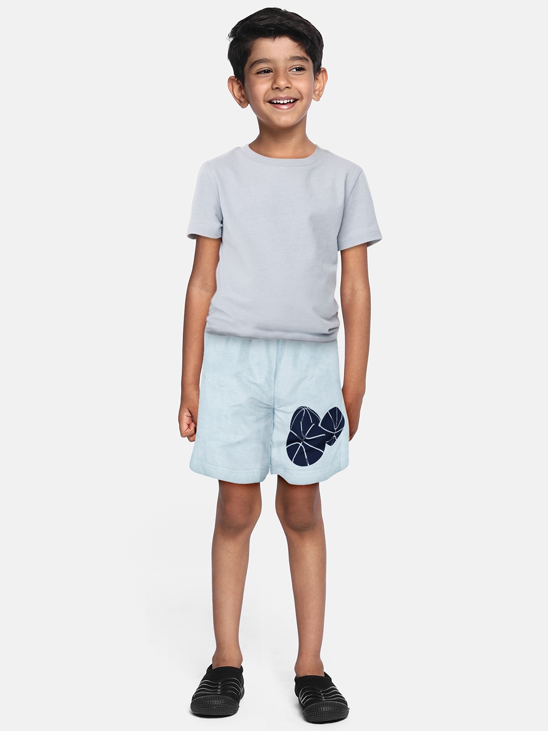 

A.T.U.N. Boys Graphic Printed Mid Rise Knitted Cotton Shorts, Blue