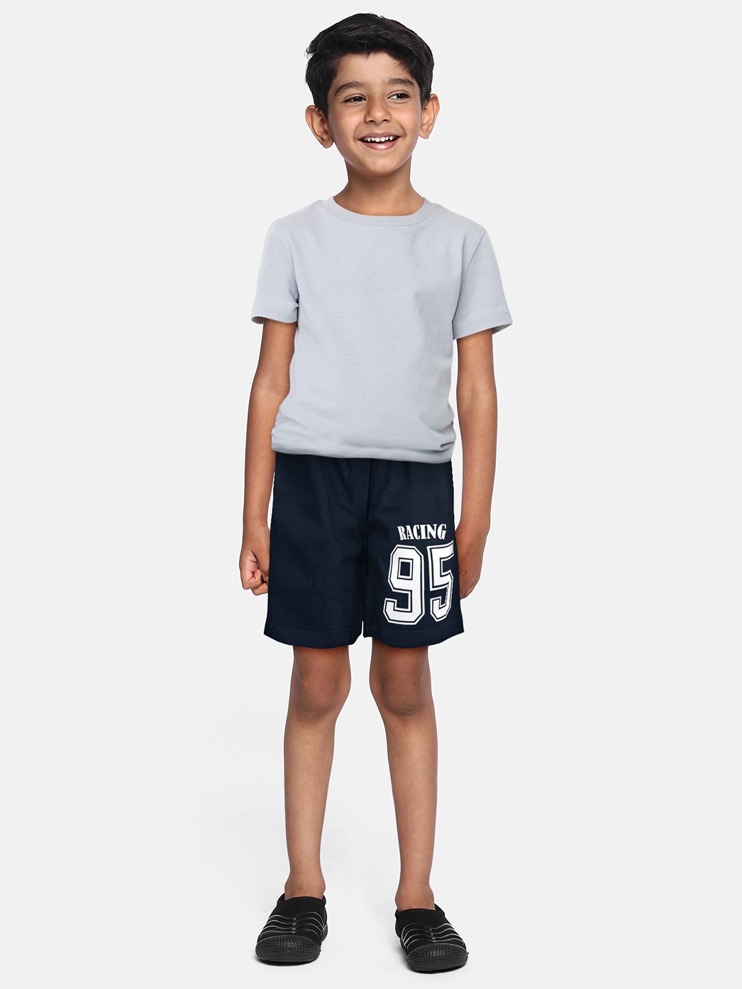 

A.T.U.N. Infants Boys Typography Printed Cotton Shorts, Navy blue