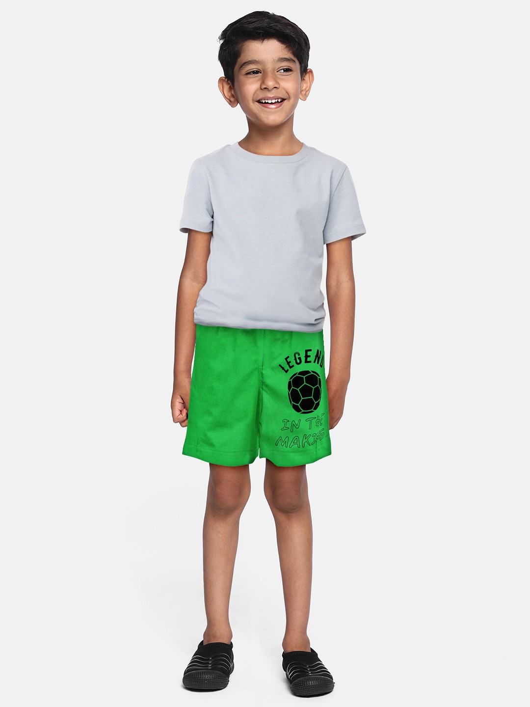

A.T.U.N. Kids Boys Typography Printed Cotton Shorts, Green