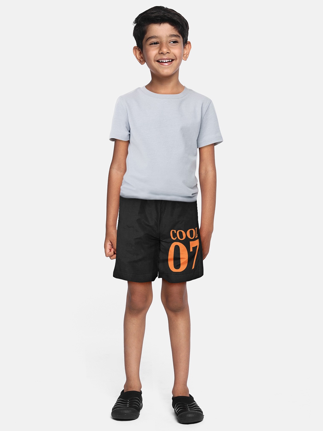 

A.T.U.N. Boys Typography Printed Mid Rise Cotton Shorts, Black