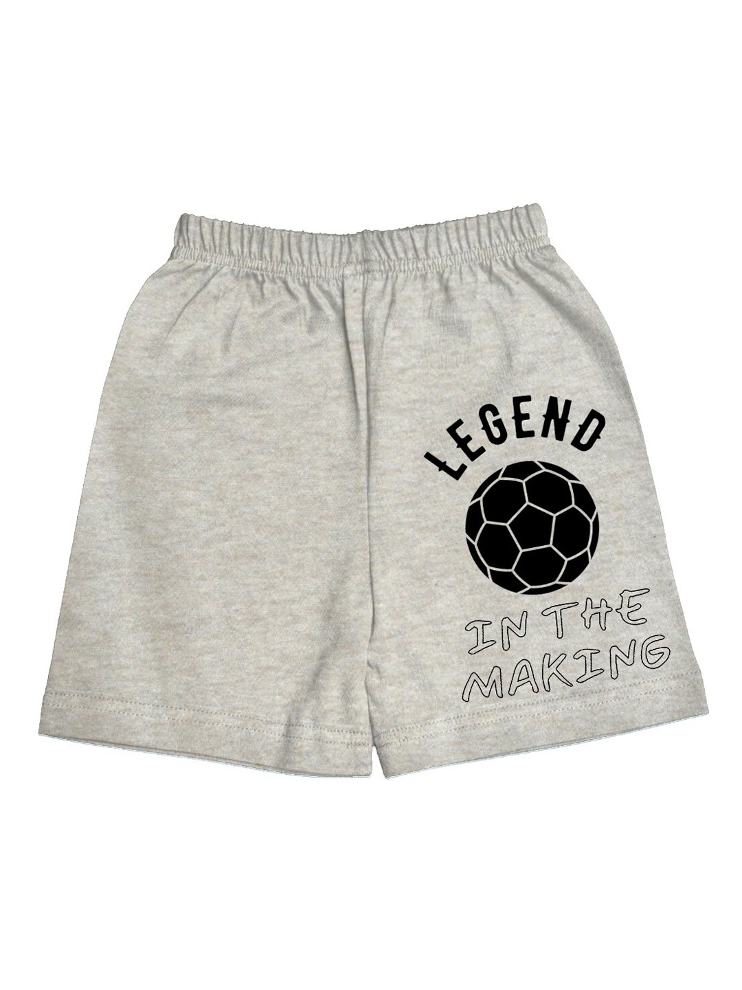

A.T.U.N. Boys Typography Printed Mid Rise Knitted Cotton Shorts, Grey melange