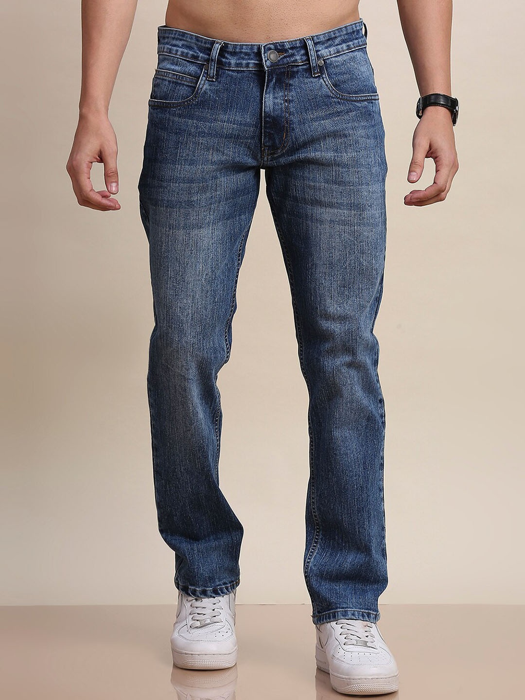 

Moda Rapido Men Smart Slim Fit Heavy Fade Cotton Jeans, Blue