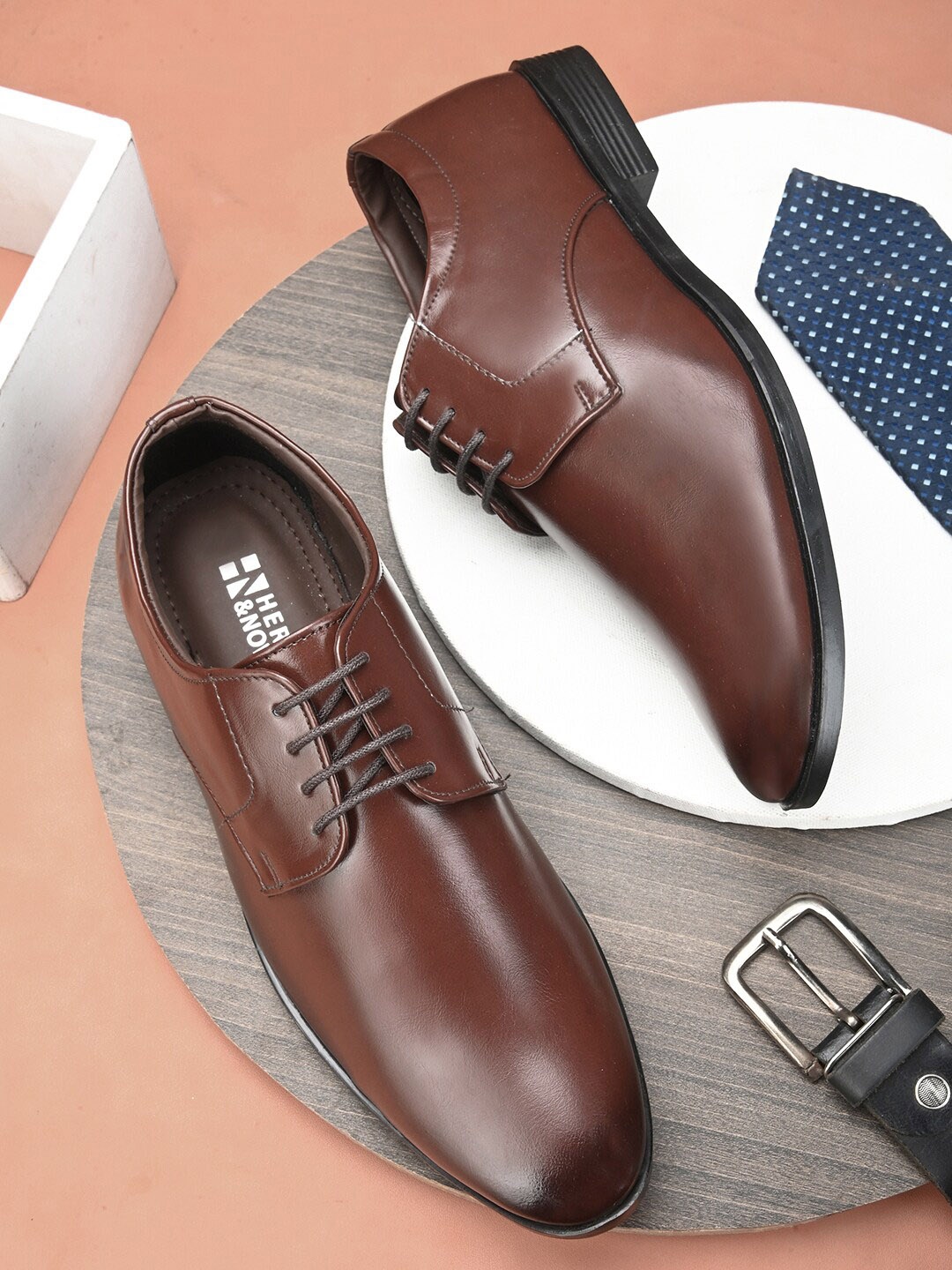 

HERE&NOW Men Brown Lace-Up Formal Derbys