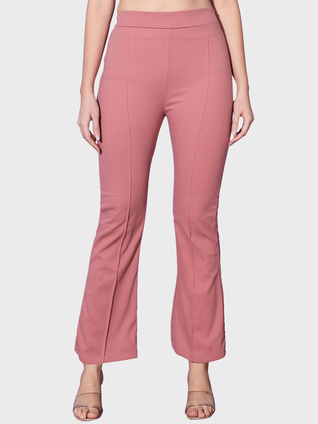 

BUY NEW TREND Women Mid-Rise Relaxed Bootcut Trousers, Peach