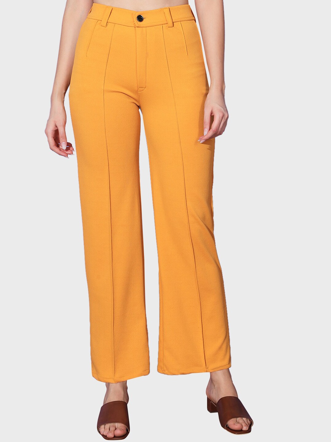 

BUY NEW TREND Women High-Rise Relaxed Trousers, Yellow