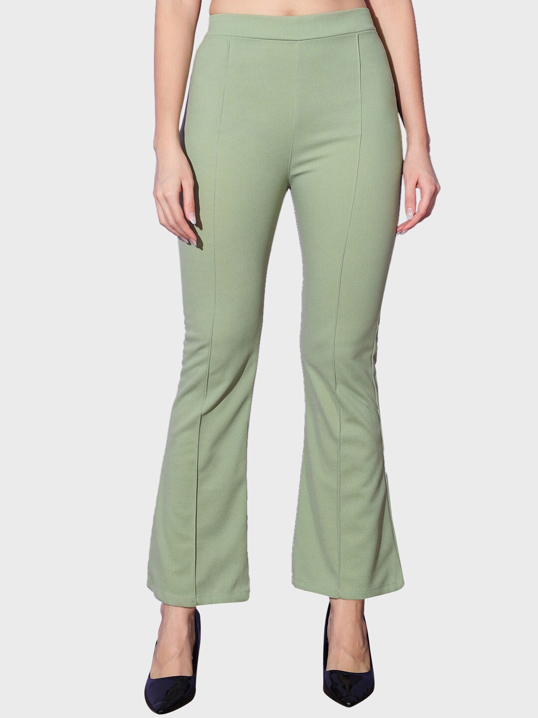 

BUY NEW TREND Women High-Rise Relaxed Trousers, Green