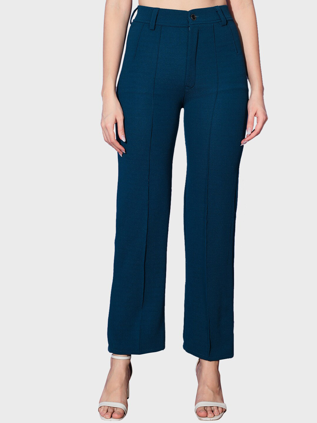 

BUY NEW TREND Women High-Rise Relaxed Trousers, Blue