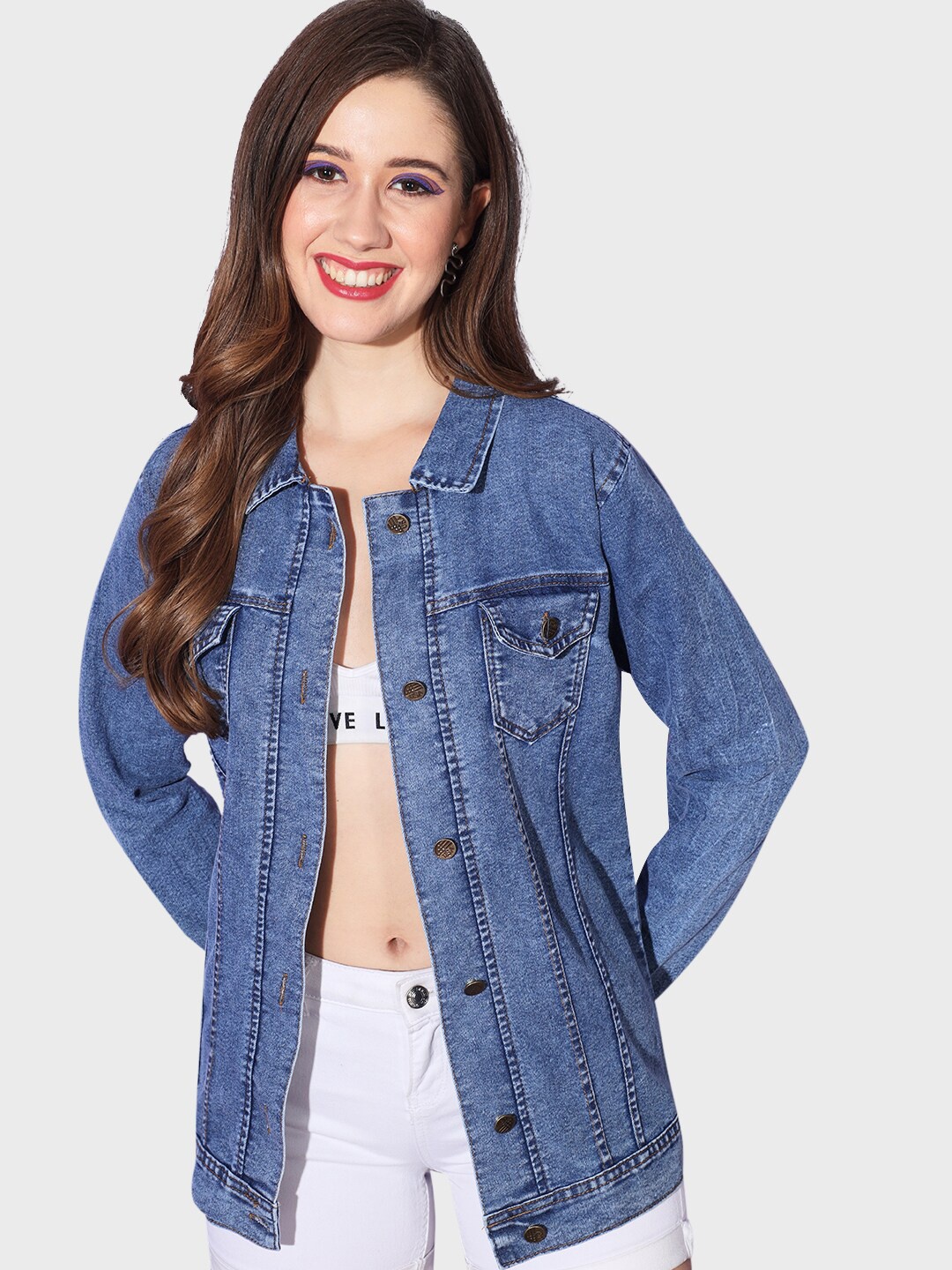 

BUY NEW TREND Washed Lightweight Longline Denim Jacket, Blue