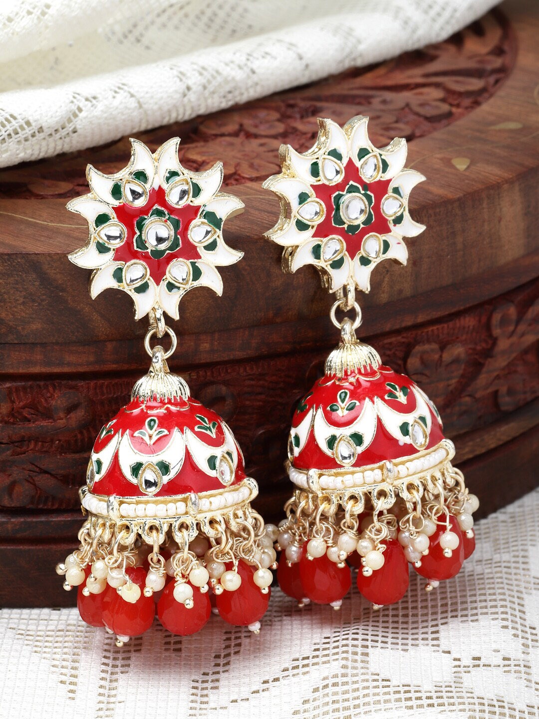 

ZENEME Gold-Plated Dome Shaped Jhumkas Earrings